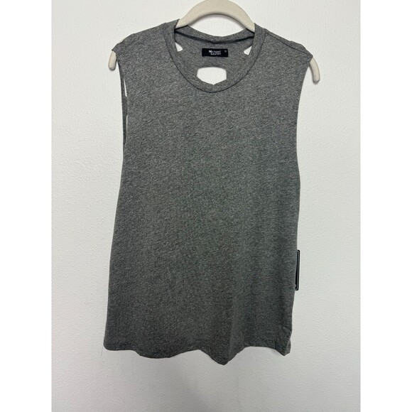 Michael Lauren Sz XS Revolve Alonzo Laser Cut Out Back Muscle Tank Top Gray NWT - Picture 2 of 9